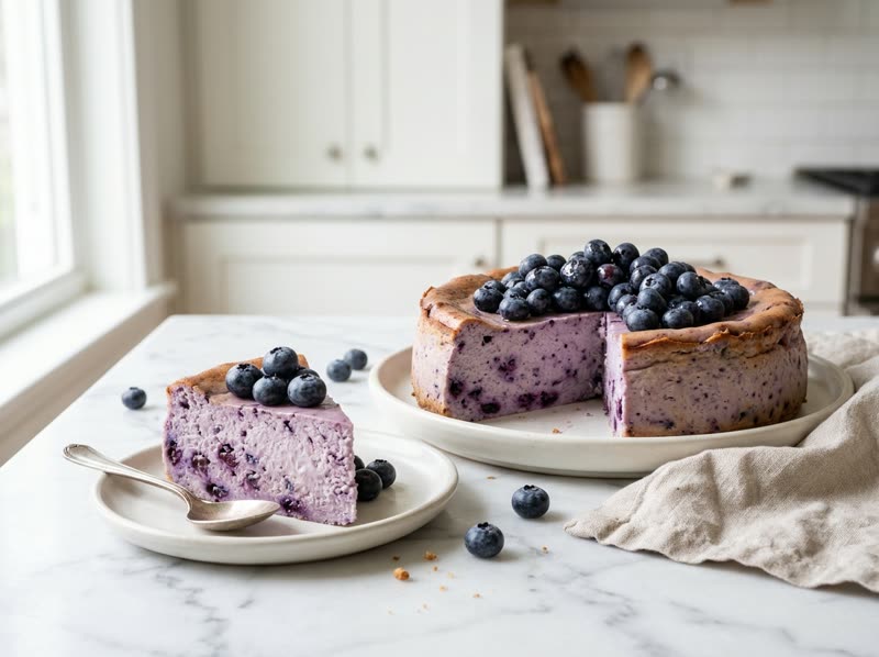 Blueberry breakfast cheesecake