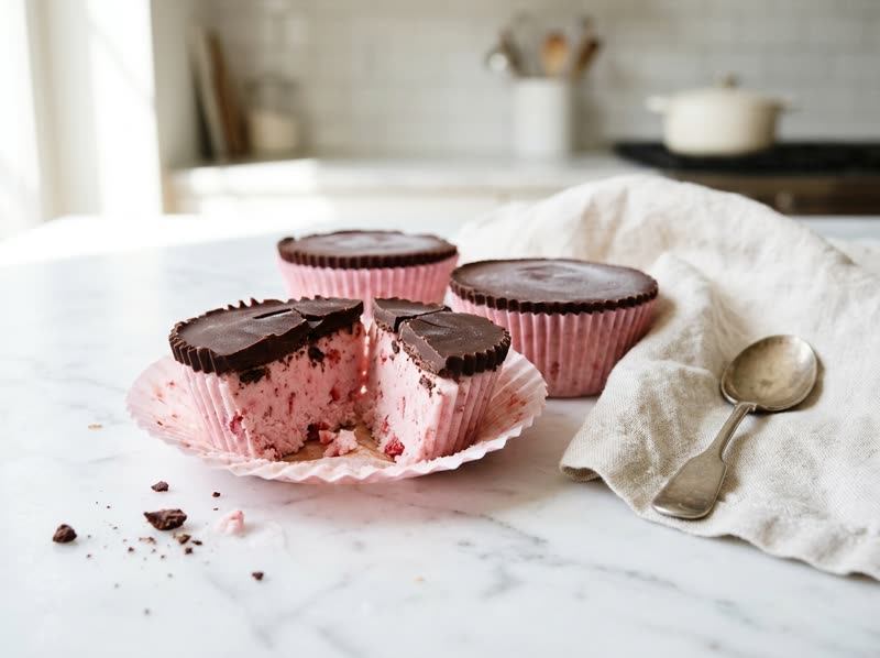 Frozen strawberry yogurt cups